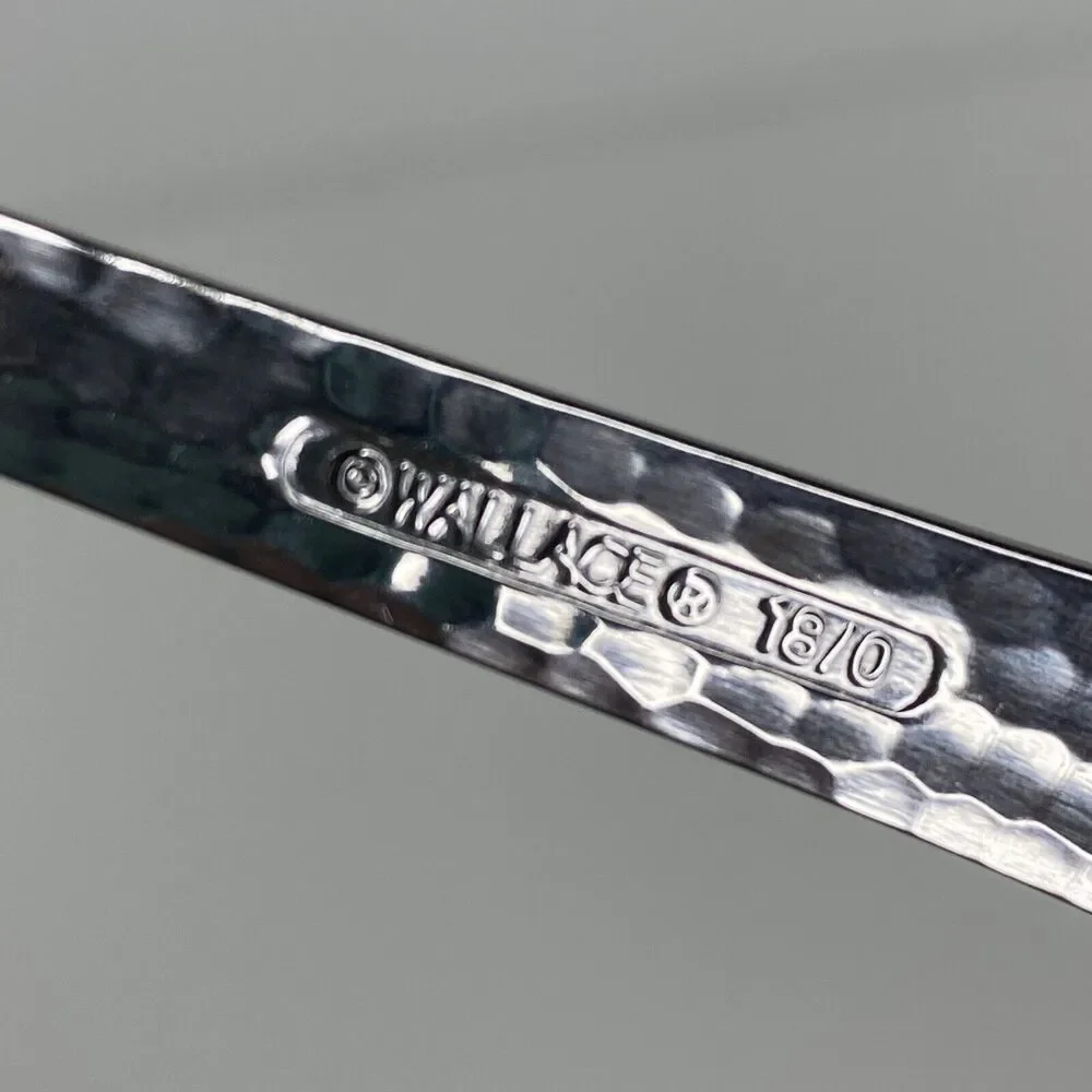 Wallace Continental Hammered Serving Spoon Slotted Pierced 18/0 Stainless Glossy